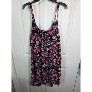 Torrid Black Floral Mini Dress Plus Size 3X Pink Blue